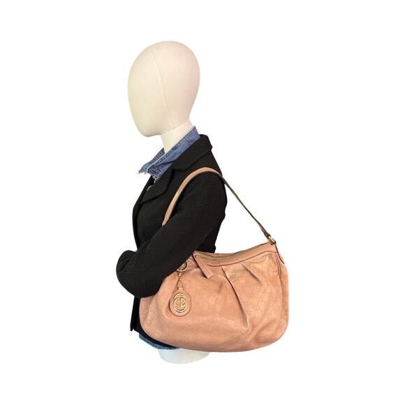 Gucci Sukey Guccissima Leather Hobo Bag Blush Pink 232955 Authentic Italy - Picture 10 of 16